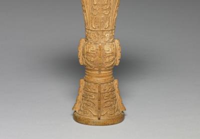 图片[2]-Bamboo gu vessel with animal mask decor. 18th century, Qing dynasty.-China Archive